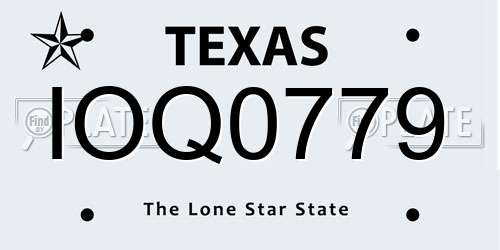 IOQ0779 Texas License Plate