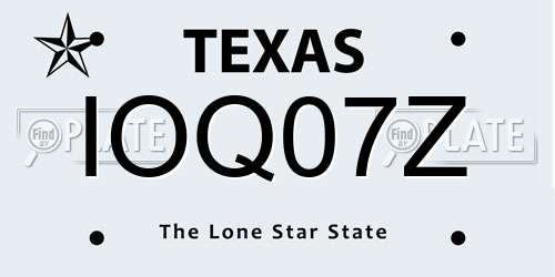 IOQ07Z Texas License Plate