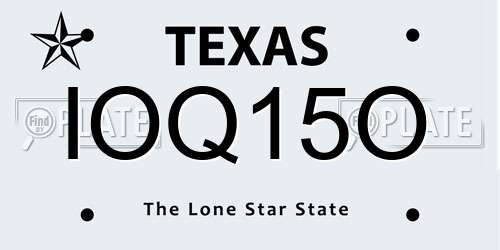 IOQ15O Texas License Plate