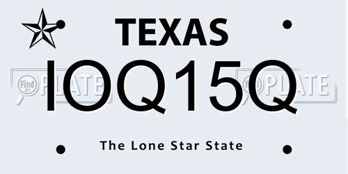 IOQ15Q Texas License Plate