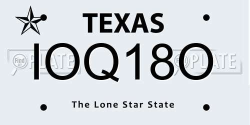 IOQ18O Texas License Plate
