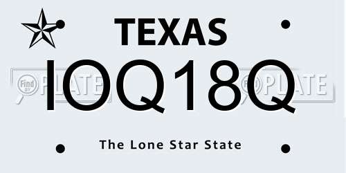 IOQ18Q Texas License Plate