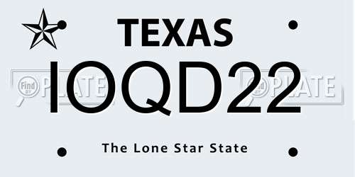 IOQD22 Texas License Plate