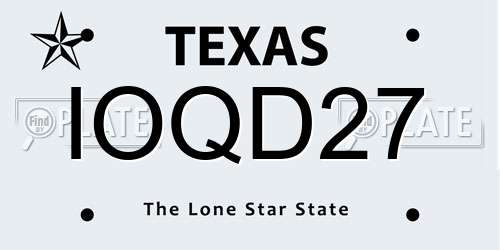 IOQD27 Texas License Plate