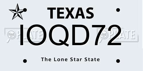 IOQD72 Texas License Plate