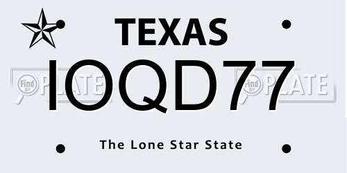 IOQD77 Texas License Plate