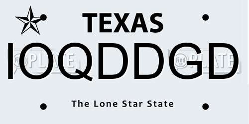 IOQDDGD Texas License Plate