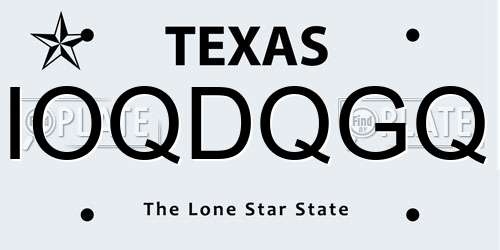 IOQDQGQ Texas License Plate