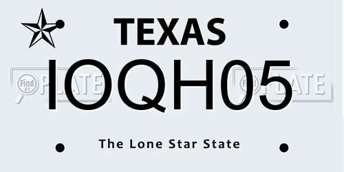 IOQH05 Texas License Plate