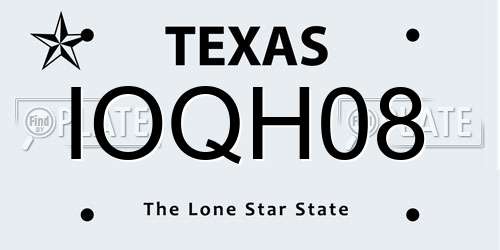 IOQH08 Texas License Plate