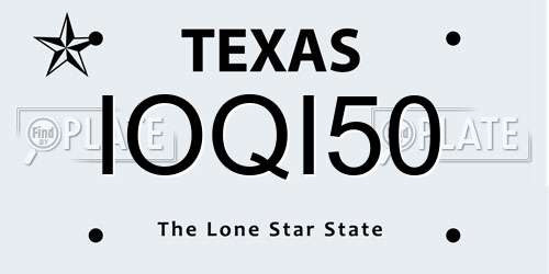 IOQI50 Texas License Plate