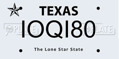 IOQI80 Texas License Plate