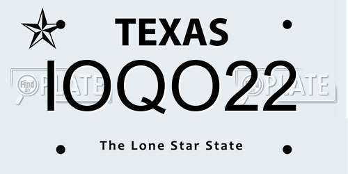 IOQO22 Texas License Plate