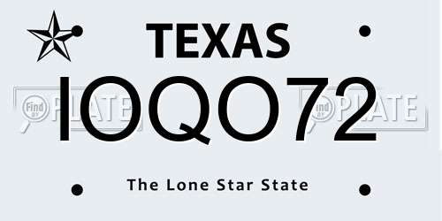 IOQO72 Texas License Plate