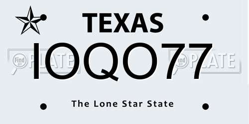 IOQO77 Texas License Plate