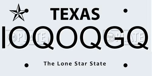 IOQOQGQ Texas License Plate