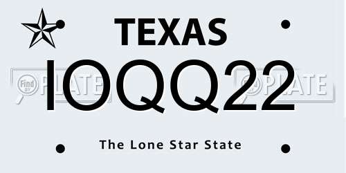 IOQQ22 Texas License Plate