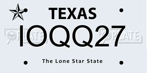 IOQQ27 Texas License Plate