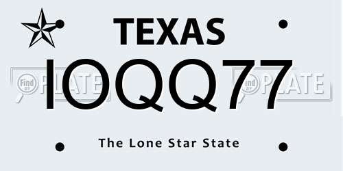 IOQQ77 Texas License Plate