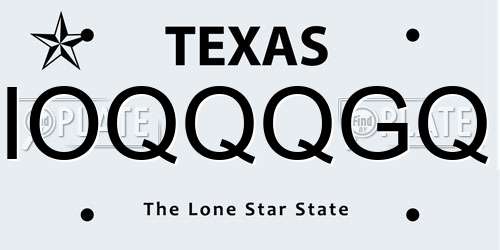 IOQQQGQ Texas License Plate