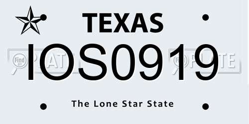 IOS0919 Texas License Plate