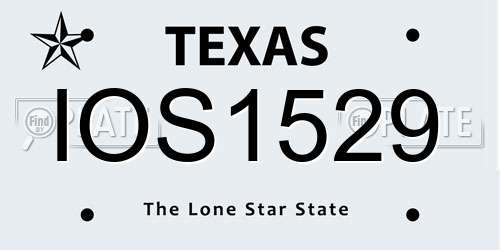 IOS1529 Texas License Plate