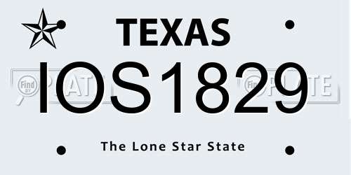 IOS1829 Texas License Plate