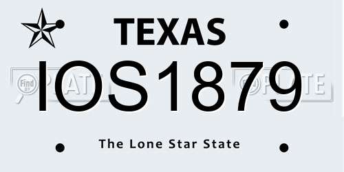 IOS1879 Texas License Plate