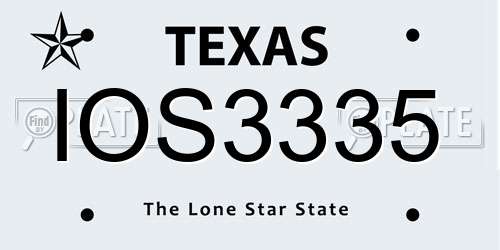 IOS3335 Texas License Plate