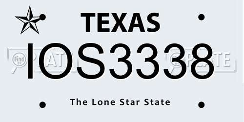 IOS3338 Texas License Plate