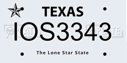 IOS3343 Texas License Plate