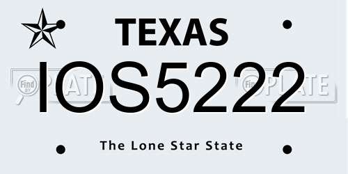 IOS5222 Texas License Plate