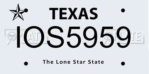 IOS5959 Texas License Plate