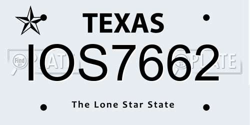 IOS7662 Texas License Plate