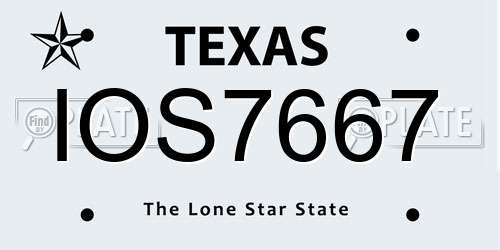 IOS7667 Texas License Plate
