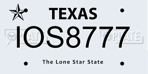 IOS8777 Texas License Plate
