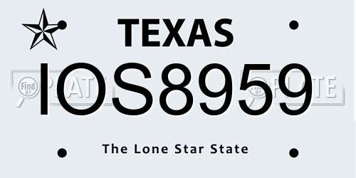 IOS8959 Texas License Plate