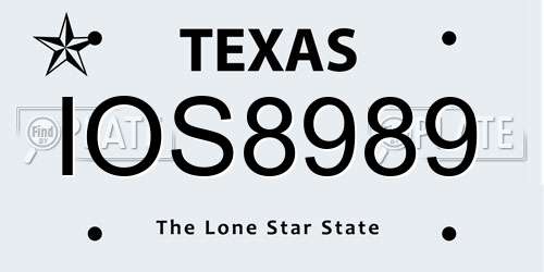 IOS8989 Texas License Plate