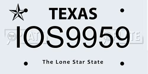 IOS9959 Texas License Plate