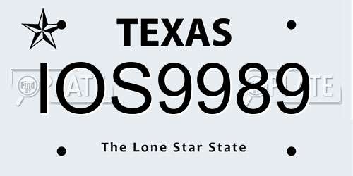 IOS9989 Texas License Plate