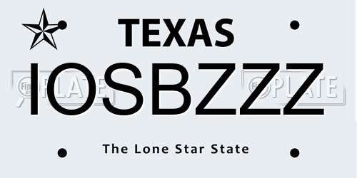 IOSBZZZ Texas License Plate