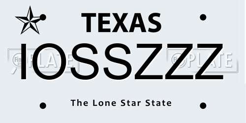 IOSSZZZ Texas License Plate