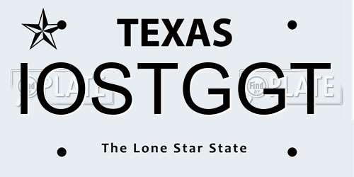 IOSTGGT Texas License Plate