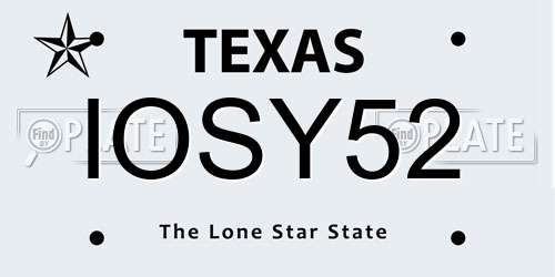 IOSY52 Texas License Plate