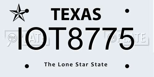 IOT8775 Texas License Plate