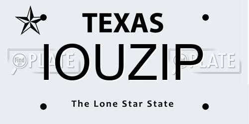 IOUZIP Texas License Plate