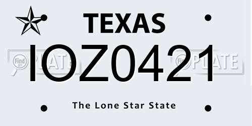 IOZ0421 Texas License Plate