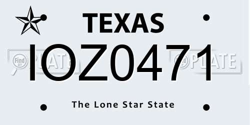 IOZ0471 Texas License Plate