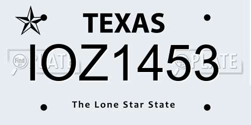 IOZ1453 Texas License Plate