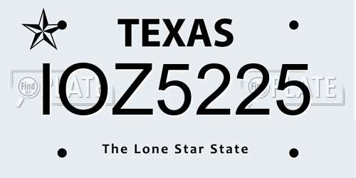 IOZ5225 Texas License Plate
